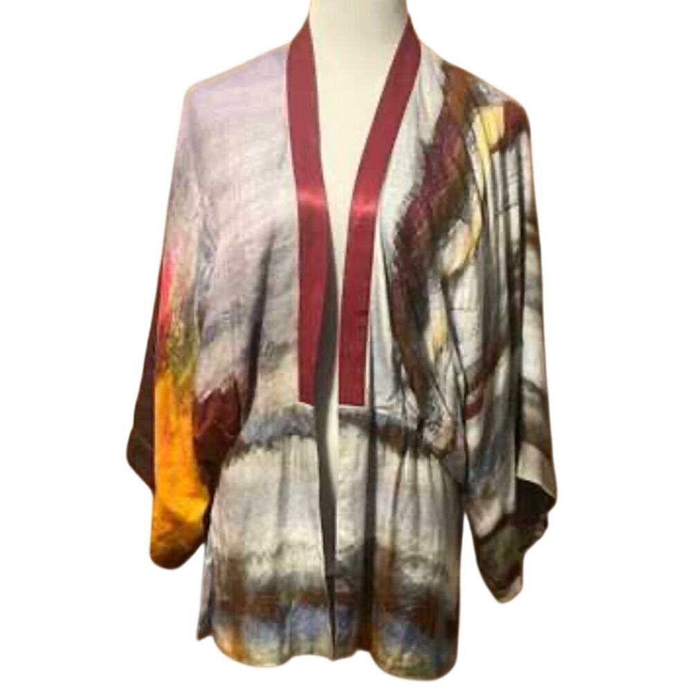 Blank London Scenic Print Lined Kimono Open Front Jacket OS